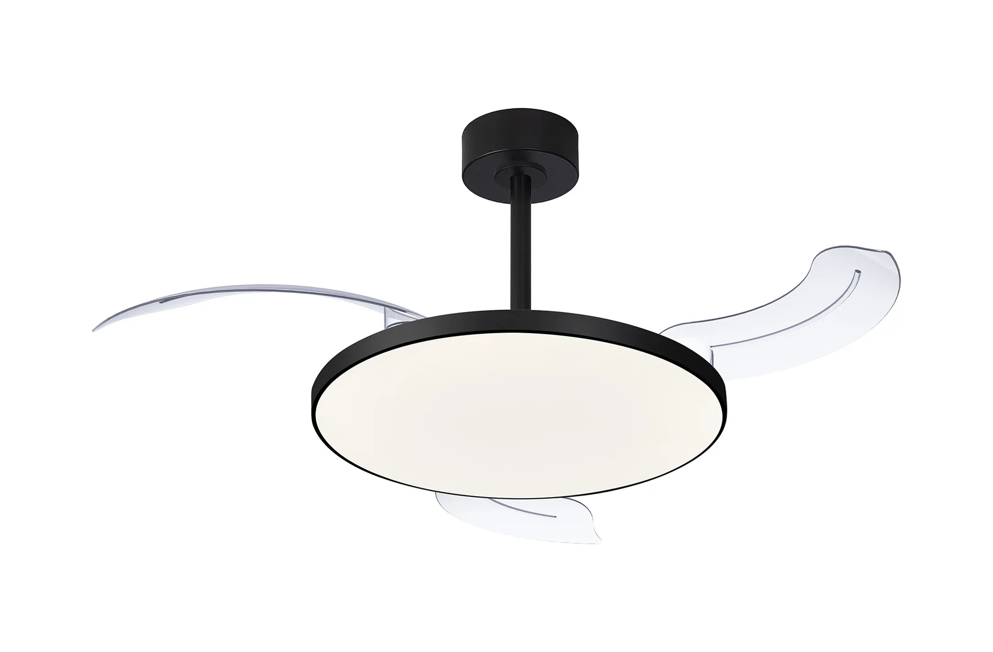 M9056  Slim Fan Mini 40cm 45W LED Dimmable Ceiling Light With Built-In 25W DC Fan, 2700-5000K Remote Control, 5000lm, Black